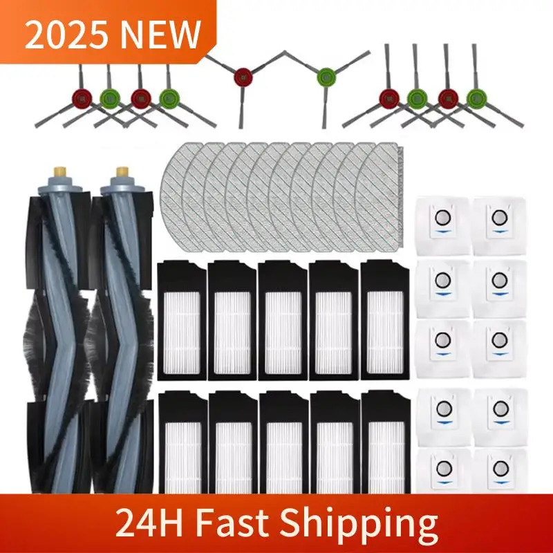 Gen Basic 42PCS  For ECOVACS T10 PLUS / X1 PLUS Robot  Vacuum Replacement Spare Parts  Main Side Brush Hepa Filter Mop Cloth Dus