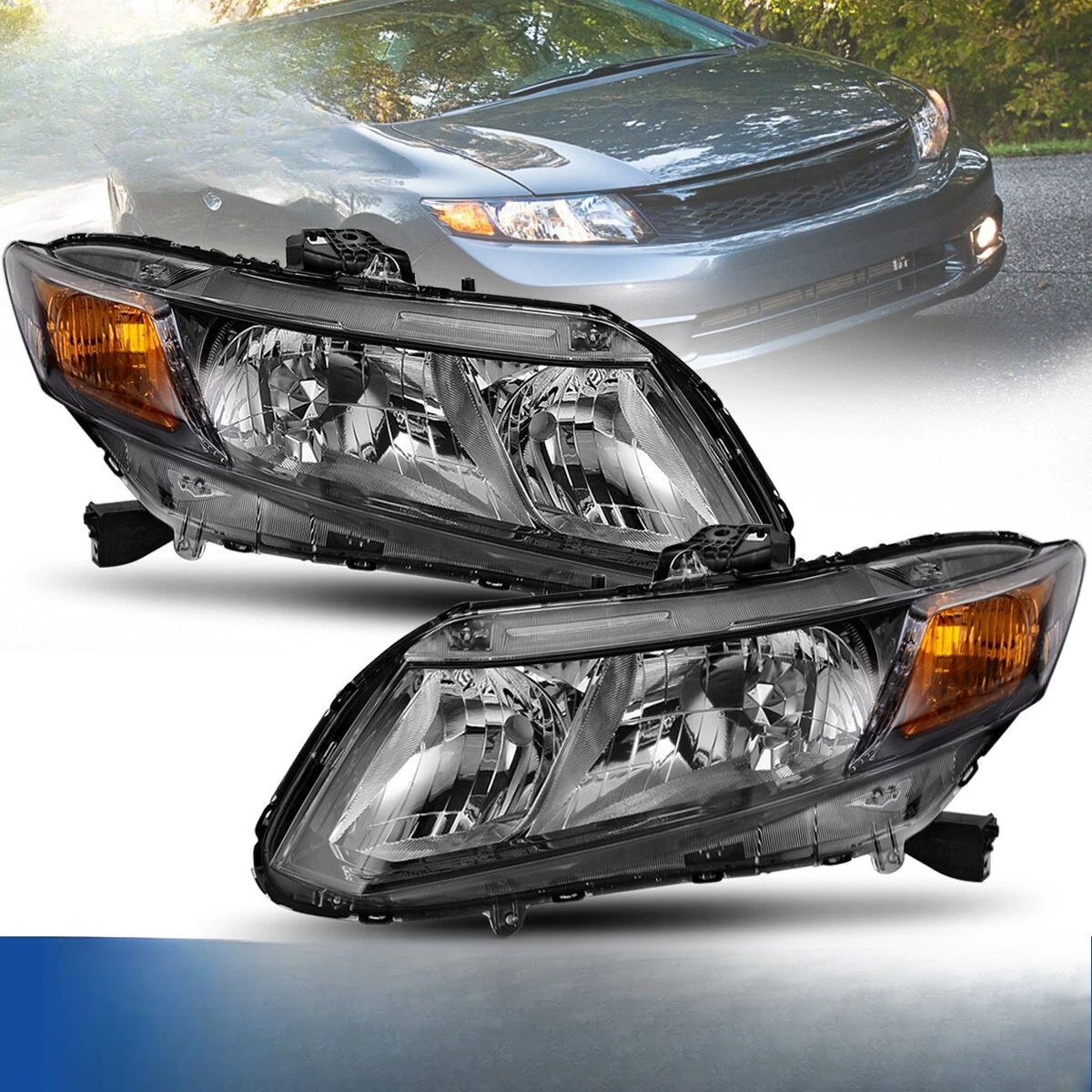 Black Headlights For 2012-2015 Honda Civic Sedan 4-Door 2012 2013 Coupe Headlamp