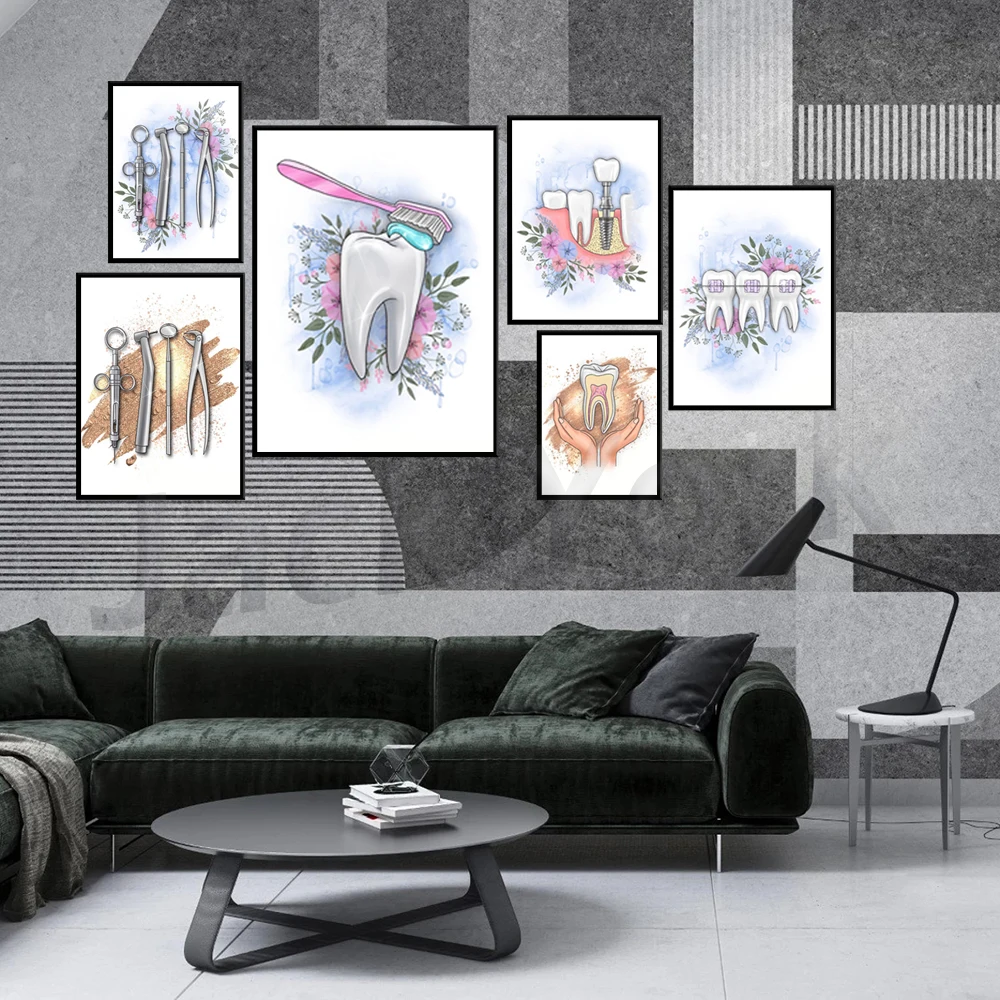 

Dental art, Medical artwork, Floral tooth anatomy, Dentist office gift, Dental health poster, Dental care, Dental clinic