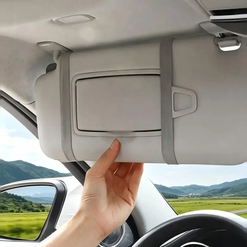 Multifunctional Car Visor Organizer Zippered Sunglasses Clip With Card Holder