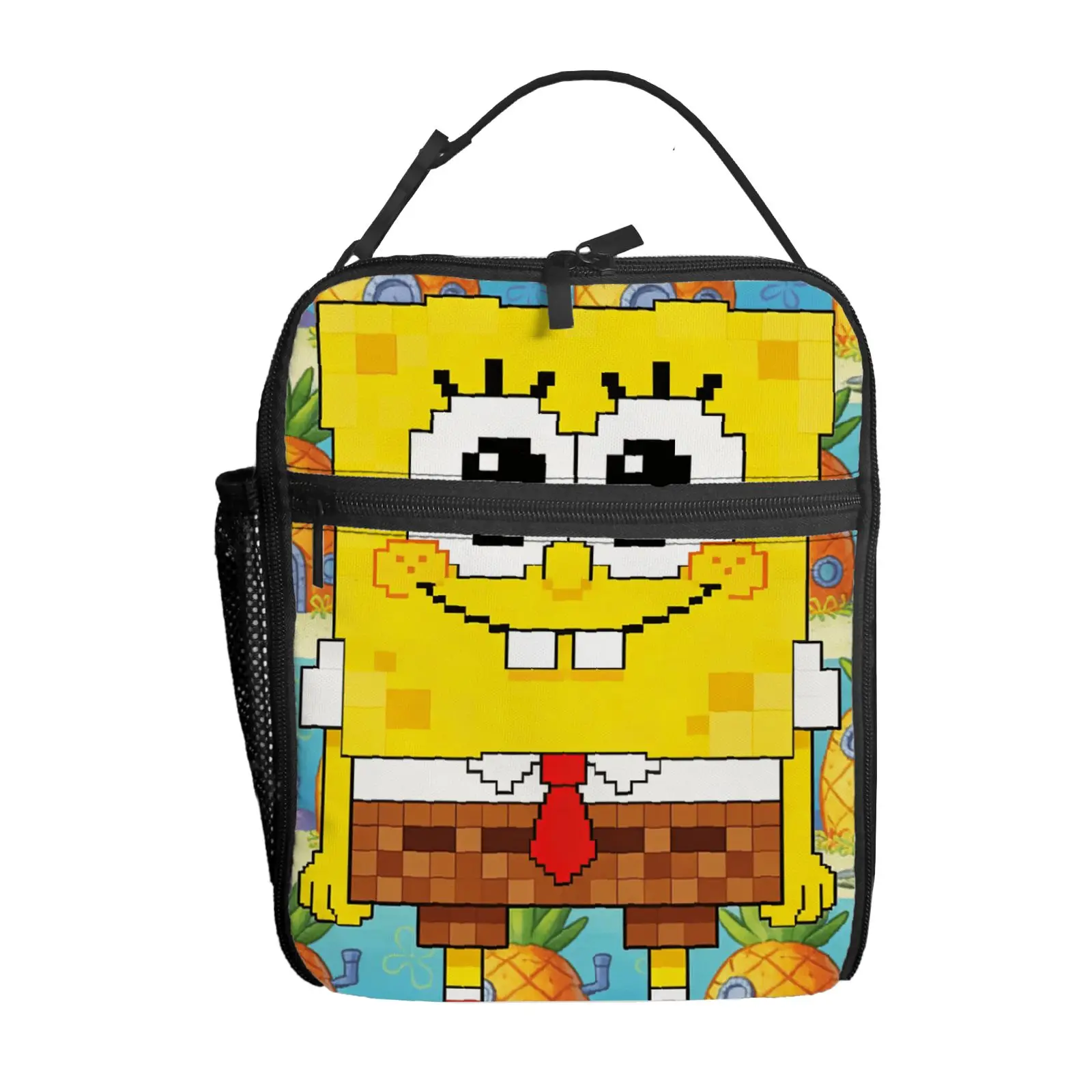 

1pc Pixel-style SpongeBob Lunch Bag Handbag High-Quality Cute Casual Party Picnic School Gift for Daily Use