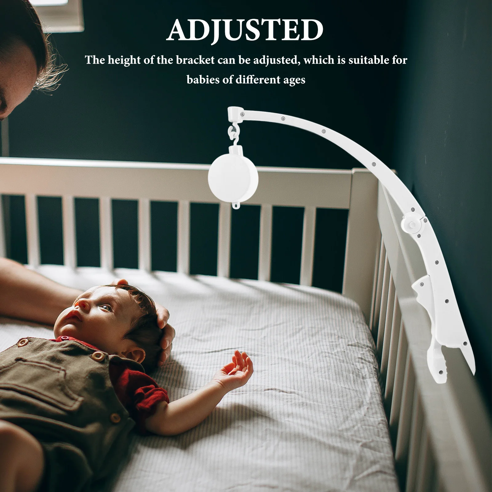ベビーモバイルアーム 音楽ボックス付き 360度回転 °   回転式ベビーベッドモバイルスタンド、調節可能で折りたたみ可能なデザイン、ベビーベッド、ベビーバスケット、ベッドベルホルダー用