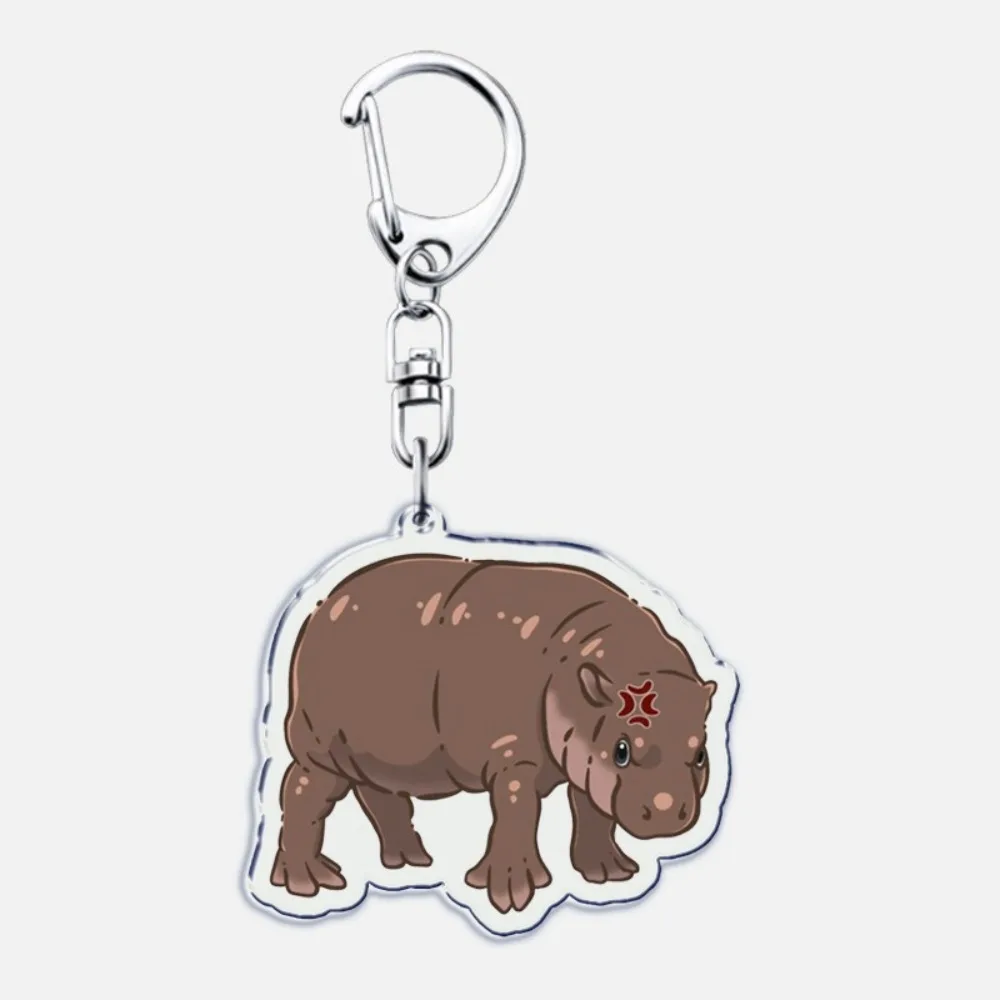 Cute Baby Hippo Keychain Cartoon Animal Creative Acrylic Keychain MooDeng Hippopotamus Bag Charm Ornaments Couple