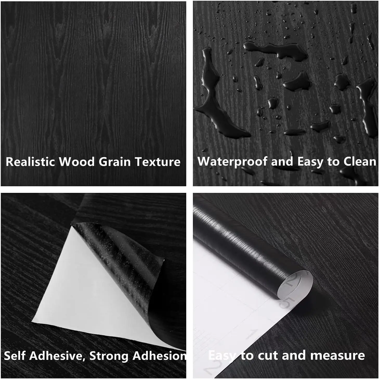 55CM Wide Black/White Vinyl Self-Adhesive Waterproof Wallpaper for Wall Shelf Liner Table Door Living Room Decor Contact Paper