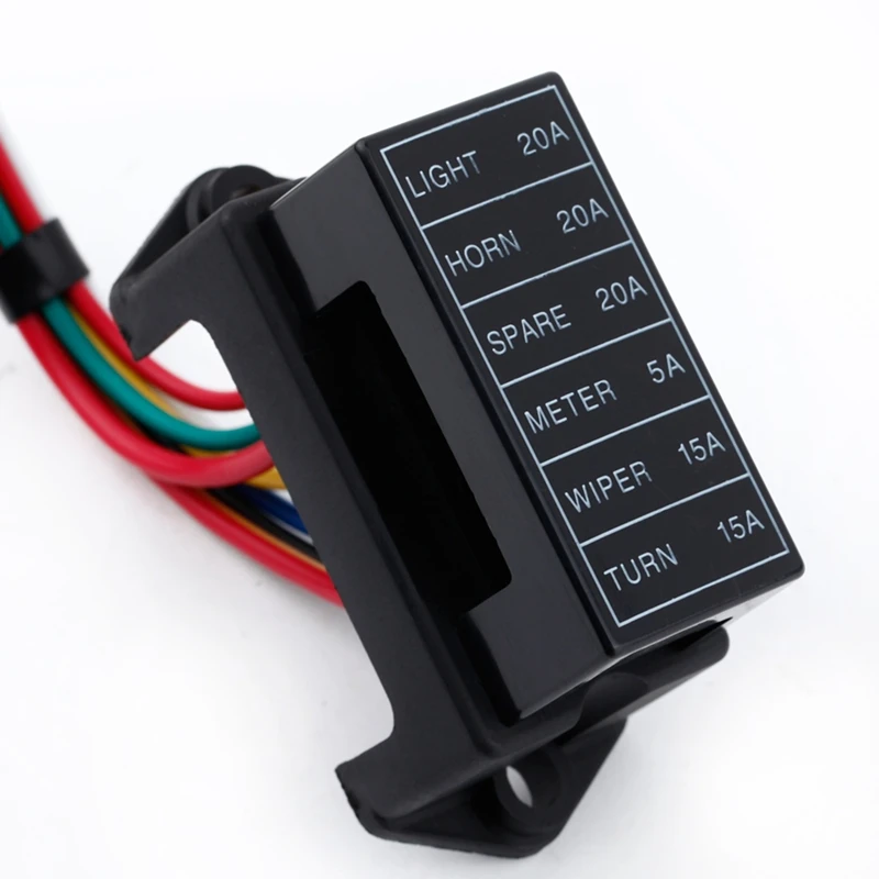 6 Way DC32V Circuit Car Trailer Auto Blade Fuse Box Block Holder ATC ATO 2-Input 6-Ouput Wire