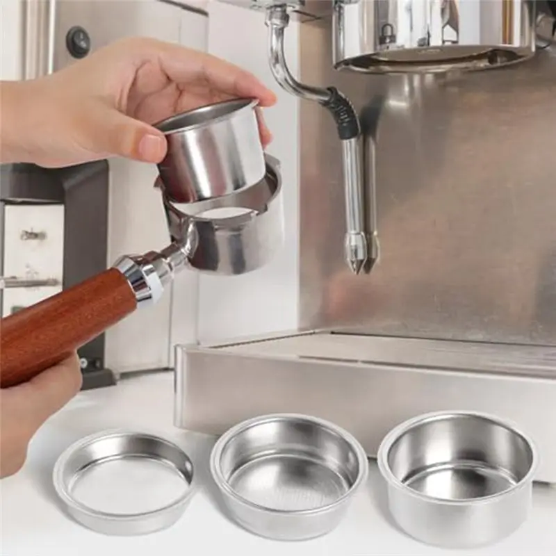 ABZC-Portafilter 51Mm With Filter Basket 1/2/4 Cup ,51Mm Portafilter Stainless Steel Espresso Filter Basket Set Wood Handle