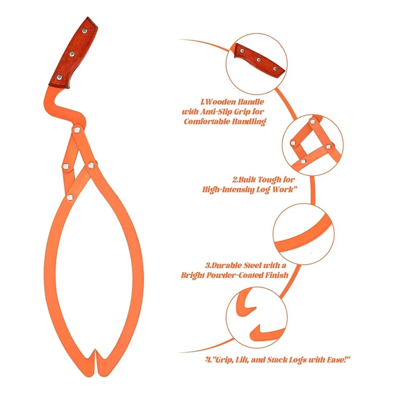 Log Tongs 13 Inch,Log Grabber, Log Lifter, Longging Tongs Loads Up To 330 Lbs, For Handling Dragging Carrying Tool