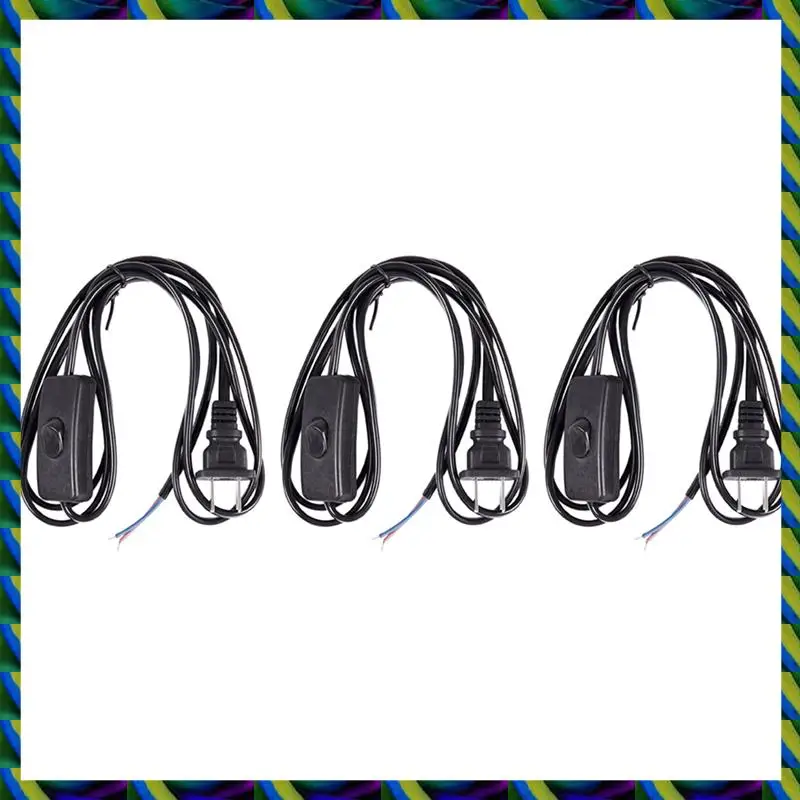 Ежедневно 3X вилка США 1,8 м шнур питания кнопка включения/выключения AC110V 3A AC250V 6A черный