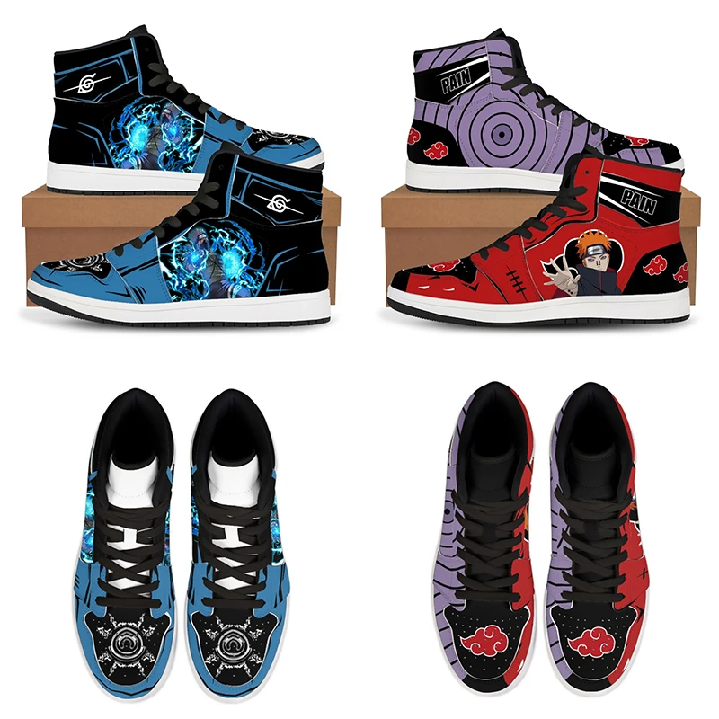 

Naruto Anime Akatsuki High-Tops Sneakers Men Casual Shoes Basketball Shoes Cartoon Printing Comfortable Flat Shoes Birthday Gift