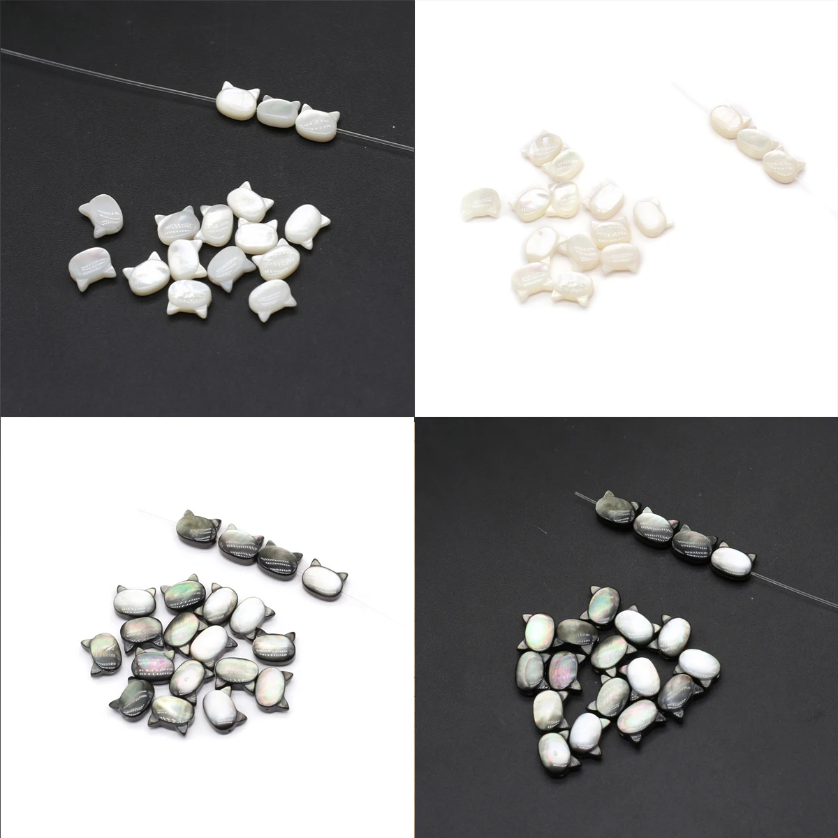 2 PCS Cute Cat shaped Natural Freshwater Shell Cross Hole Beads Loose Spacer Beads DIY Necklace Earrings Bracelet Accessories