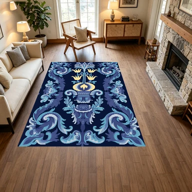 Retro Baroque Pattern Carpet Floor Classic European Style Non-Slip Carpet Home Decoration
