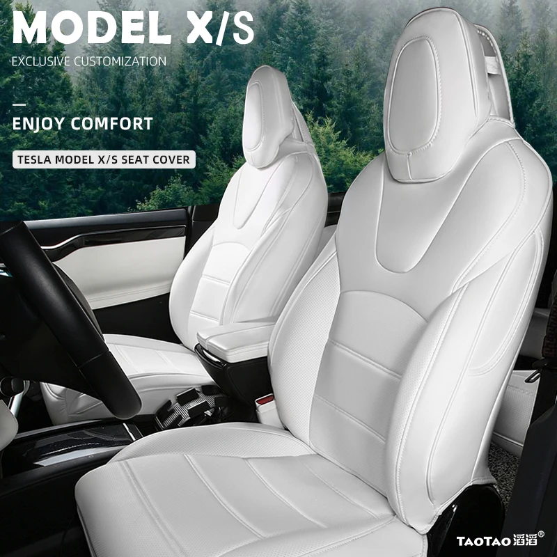 Custom Fit Car Seat Covers Specific For Tesla Model X S 360 Degree Full Covered High Quality Leather Cushion Fit 6 or 7 Seaters