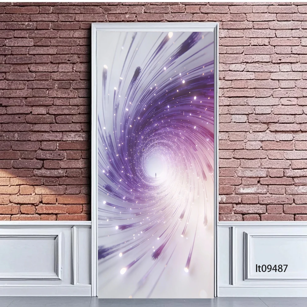 3D Hexagon Door Sticker, Removable Peel and Stick Wallpaper, Rainbow Geometric Art Mural for Modern Home & Living Room Decor