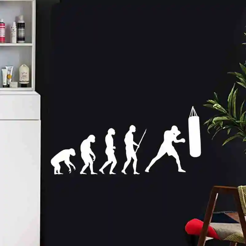 Evolution Boxing Wall Sticker Kick Boxer Play Glove Free Combat Vinyl Striker Home Decoration Wall Decor Pugilism Car Decal