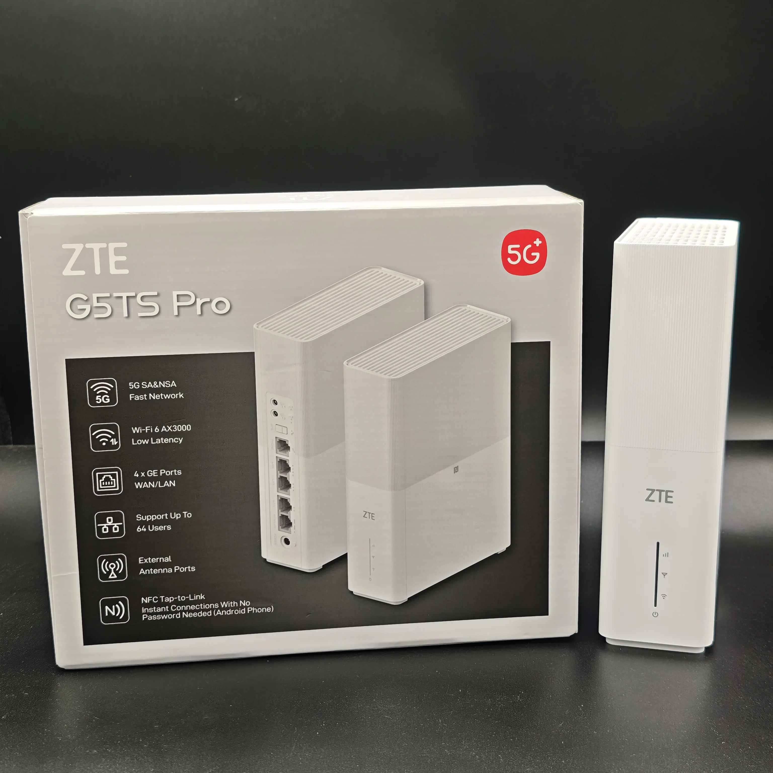 ZTE G5TS PRO 5G CPE  WiFi6 UP to 64 WiFi Users 5G N1 N20 N28 N3 N38 N40 N41 N5 N66 N7 N75 N77 N78 N8