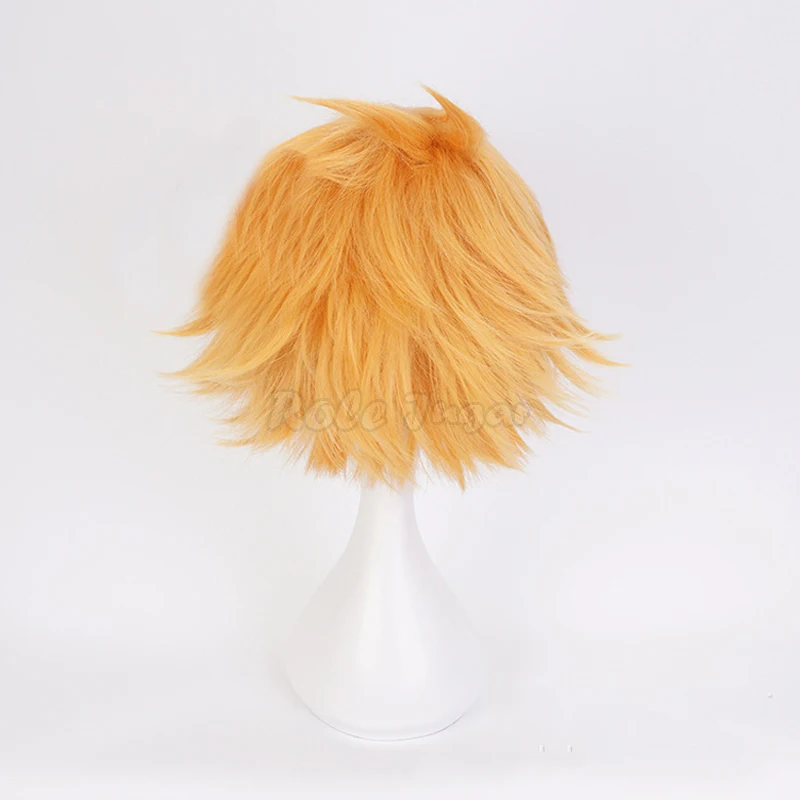 Anime Denki Kaminari Short Wigs Cosplay Costume Men Golden Heat Resistant Synthetic Hair Dress up C90X76