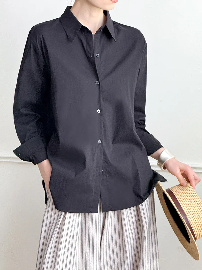 

Summer women's long sleeved shirt, thin and unique loose and slimming top, temperament commuting Korean women's clothing