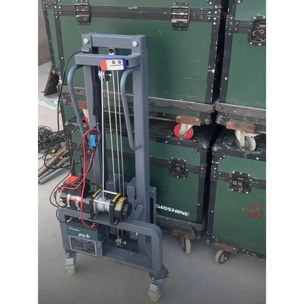 Portable stacking loader loads and unloads small detachable forklifts