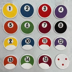 1-16 Number Billiard Patch for Clothing Iron on Embroidered Sew Applique Cute Patch Fabric Badge Garment DIY Apparel Accessories