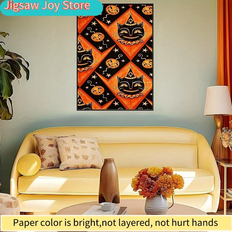 1000 stuks papieren puzzel, puzzel, (Halloween zwarte kat pompoenontwerp, Halloween-puzzel, zwarte kattenpuzzel, pompoenpuzzel)