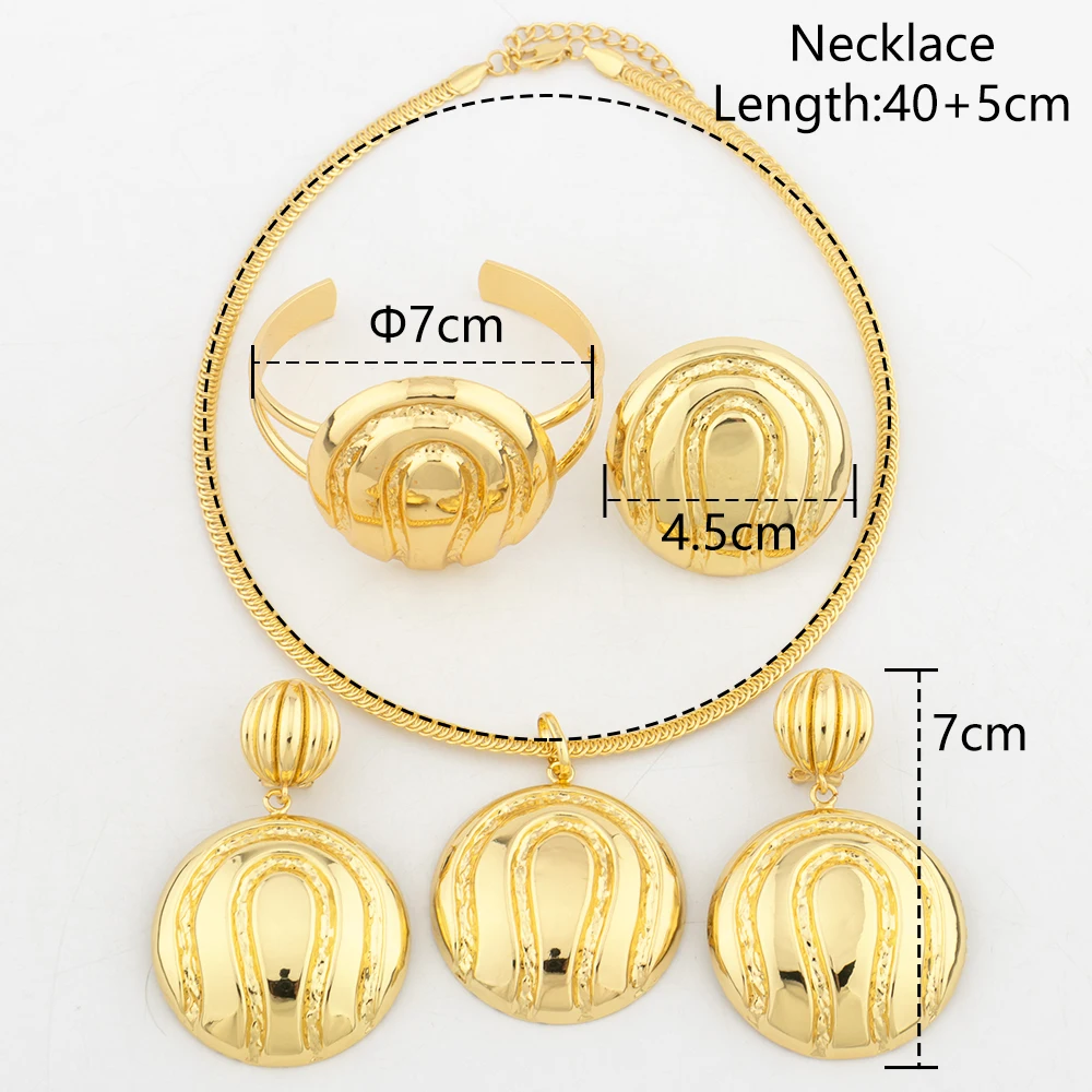 4-teiliges Schmuckset, große Schmucksets für Damen, 18 Karat vergoldet, Halskette, Armband, Ohrringe, Ring-Set, Hochzeitsschmuck, Festgeschenke – Detail 5