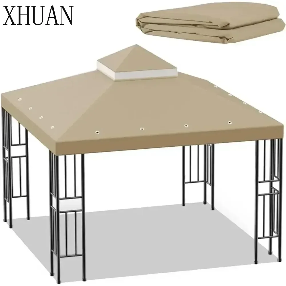 Sumfaller 10x10 FT Gazebo Replacement Canopy Top Cover Double Tiered Canopy Top Cover for Outdoor  Roof Cover Grill Shelter