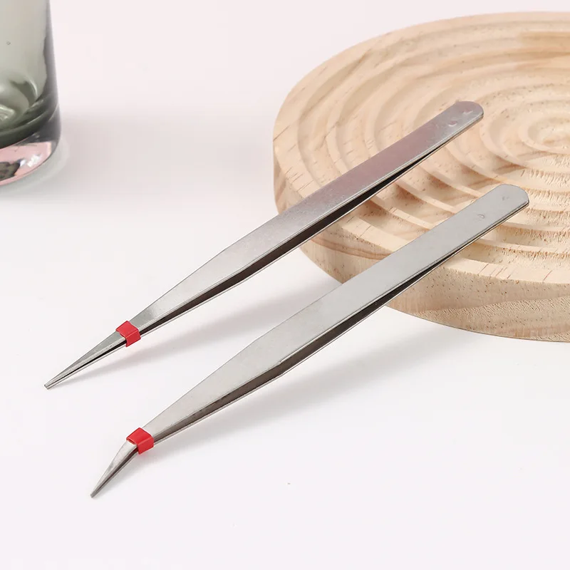 10pcs/Pack Thickened Tweezers Hand DIY Tool Point Drill Drawing Special Clamp Straight Head Bend Tweezers Wholesale