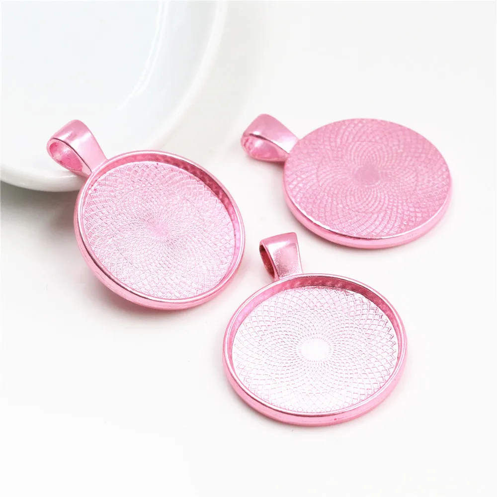 New Colors High Quality 5pcs/lot 25mm Inner Size 8 Colors Plated Cabochon Base Setting Charms Pendant Tray for Necklace