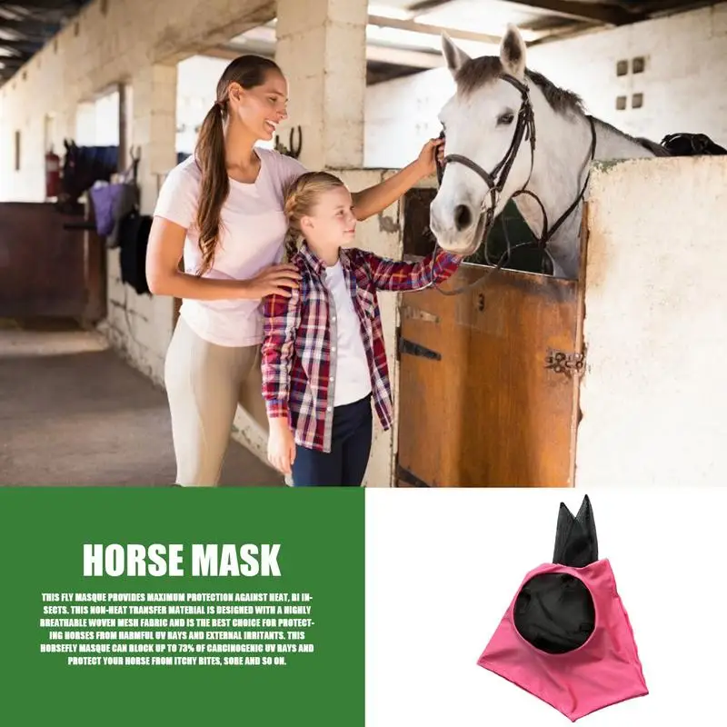 

UV Fly Cover For Horses UV Blocking Fine Mesh Covers With Ears Multifunctional Machine Washable Equestrian Supply For Horse