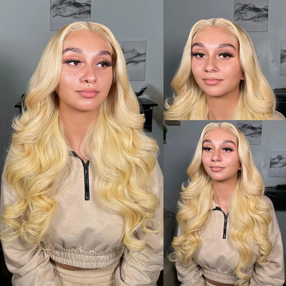 100% 13X6 Transparante Kant 613 Blonde Frontale Body Wave Pruiken Braziliaanse Gekleurde Menselijk Haar Goedkope Pruik Te Koop Voor Vrouwen Keuze