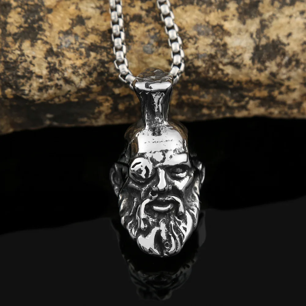 Stainless Steel Vintage Viking Warriors Pendant Creative Nordic Odin Necklaces Fashion Charm Male Jewelry Accessories Wholesale