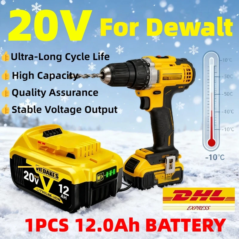 

For Dewalt 20V 12.0Ah Rechargeable Battery, for Dewalt Cordless Screwdriver Drill Screw Gun Wrench Impact⚡, Batteries DCB200