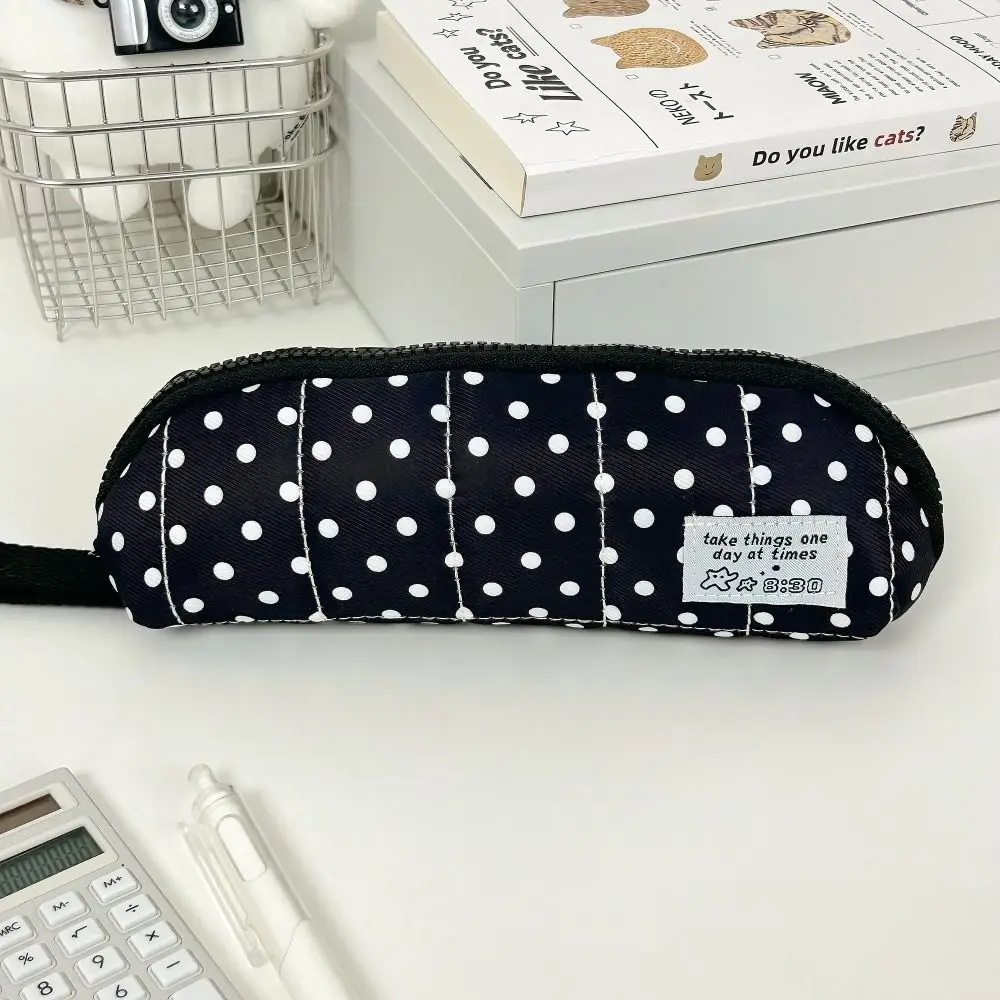Minimalist Polka Dot Design Pencil Case Large Capacity Portable Pencil Pouch Pen Bag School Supplies