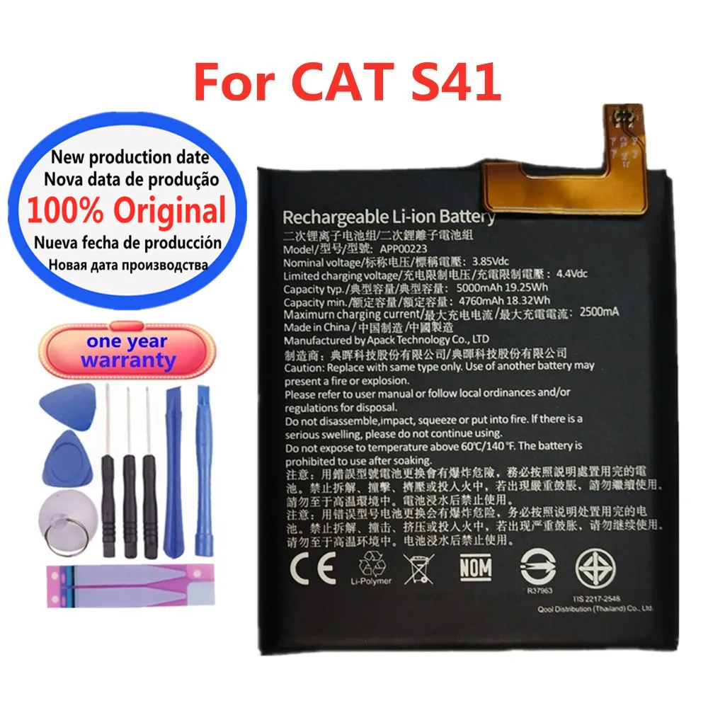 5000mAh S41 100% Original Battery For Caterpillar CAT S41 APP00223 Mobile Phone Battery In Stock Fast Dliver + Free Tools