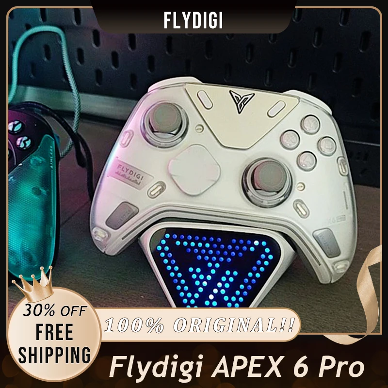 Flydigi Apex 6 Pro Elite Game Controller, X-Haptics Quad VCM Tactile Feedback Adjustable Trigger Alloy TMR Joystick Tri-Mode