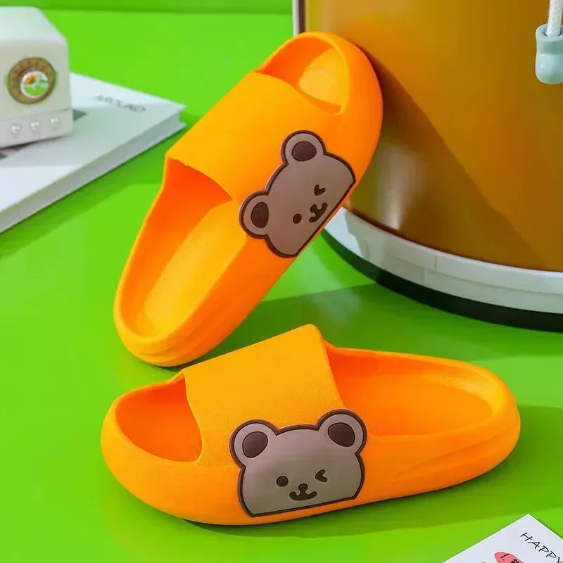 

Cartoon Bear Children's Beach Slippers For Boys Girls Home Shoes Summer Thick Sole Flip Flops EVA Soft Outdoor Slippers Child