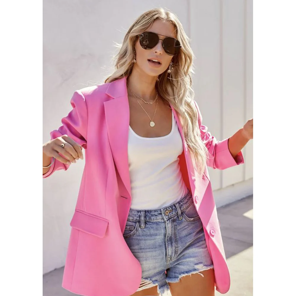 

Women Suits Blazer Coats Jackets Notched Lapel Single Breasted Loose Fit Sport Office Luxury High-End Long Sleeve Ladies Tops