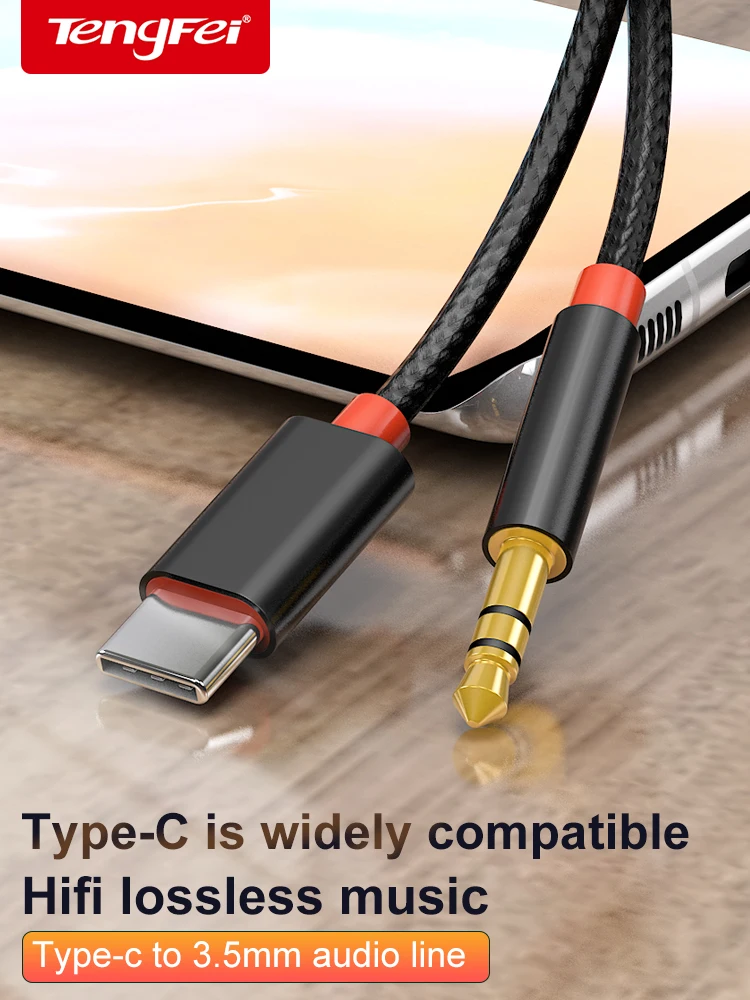 USB Type C to 3.5mm Audio Cable Audio Aux Cable For Samsung S20 S10 Car Headphone Speaker Wire Line 3.5 Jack Aux USBC Audio Cord