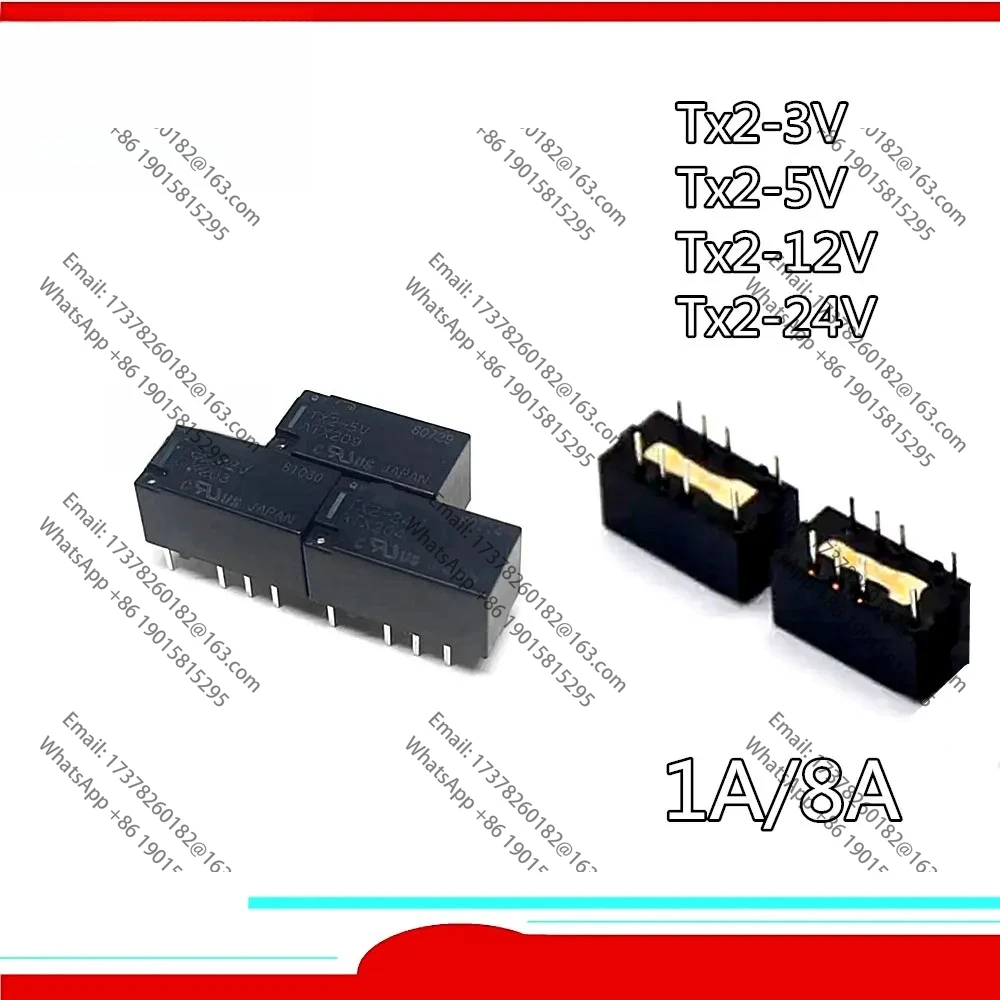 

10pcs NEW Signal Relay TX2-3V TX2-5V TX2-12V TX2-24V TX2 1A 8Pin 3VDC 5VDC 12VDC