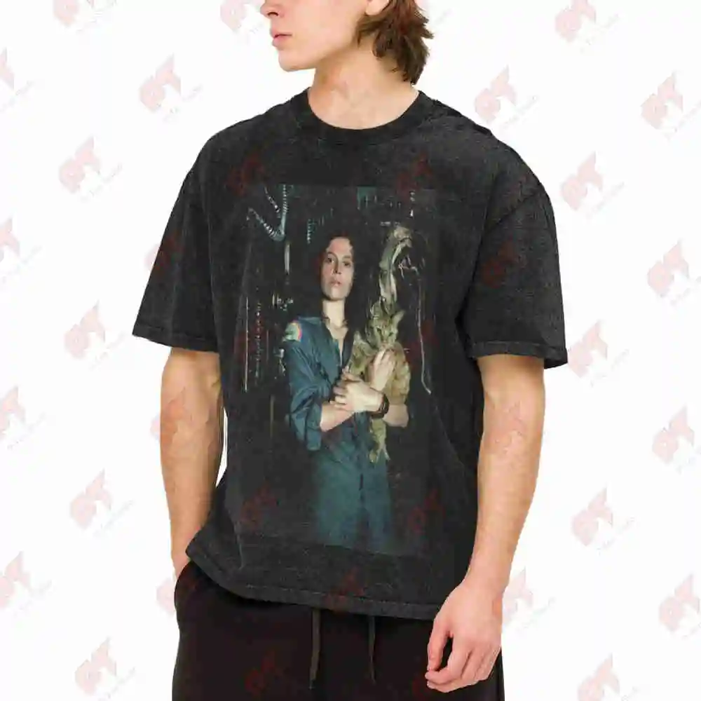 Alien Ellen Ripley Jonesy Cat Vintage Washed Tee Pure Cotton T-Shirt
