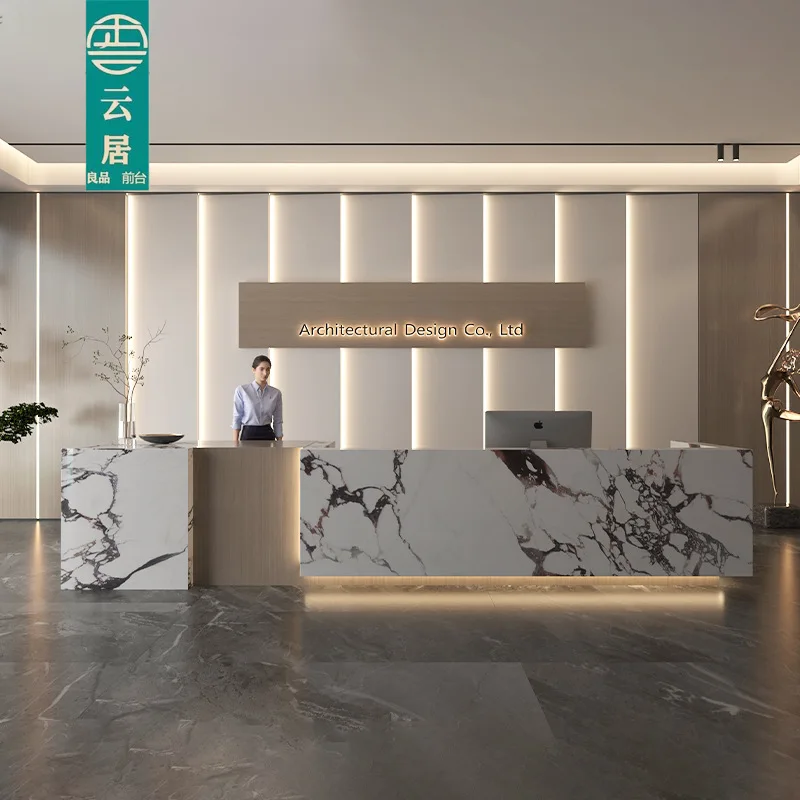 Hotel custom slate front desk company marble reception desk imitation stone shop club bar checkout page paint