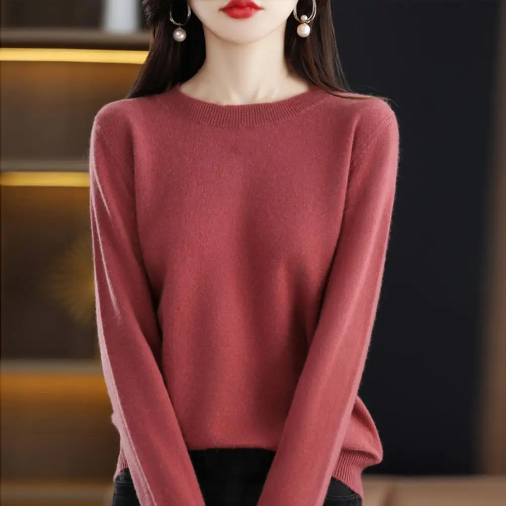 Pull à col rond coupe couvertes pour femme, haut en tricot pour document solide, vêtements d'automne et d'hiver, pull de voyage