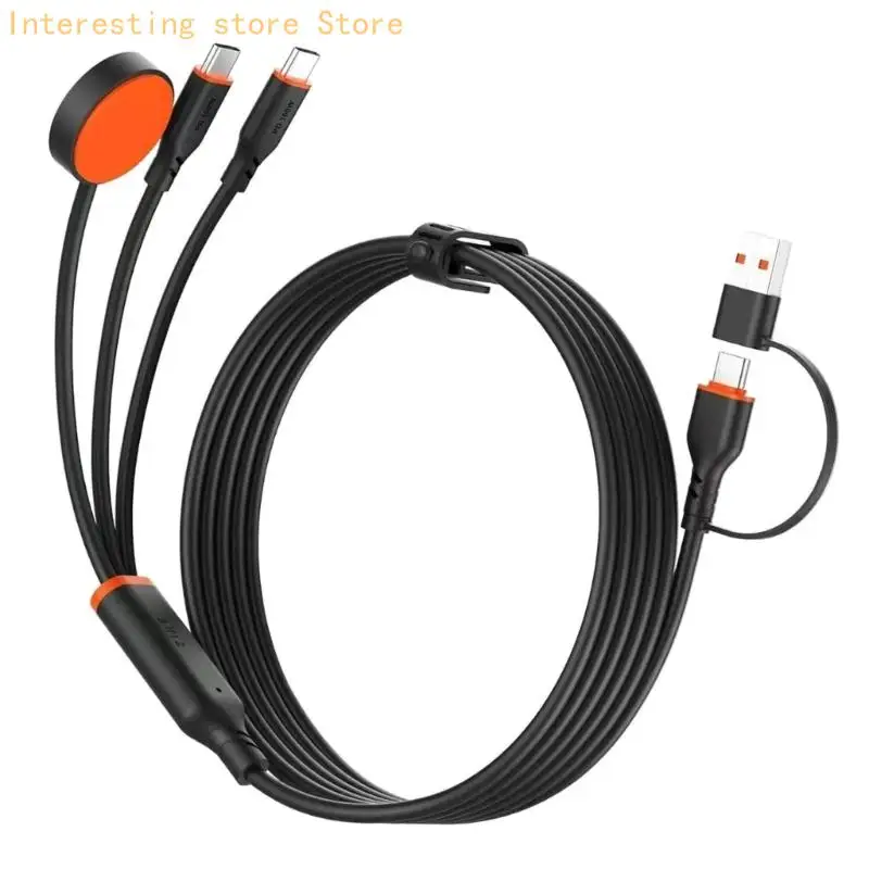 Multi Charging Cable with USB C Input, USB-A Adapter, 2 USB C Outputs and 5W Watch Charging Wire 55KC
