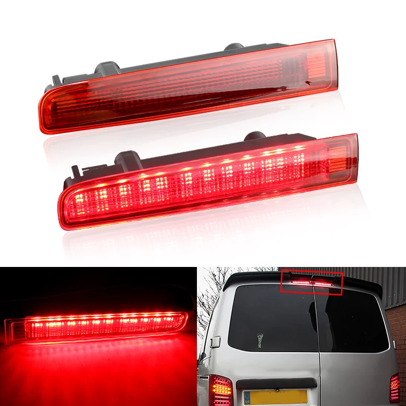 2PCS for VW T5 T6 Eurovan/Multivan/Caravelle/Transporter Barn Door LED High Level 3rd Rear Brake Light Stop Signal Red Tail Lamp