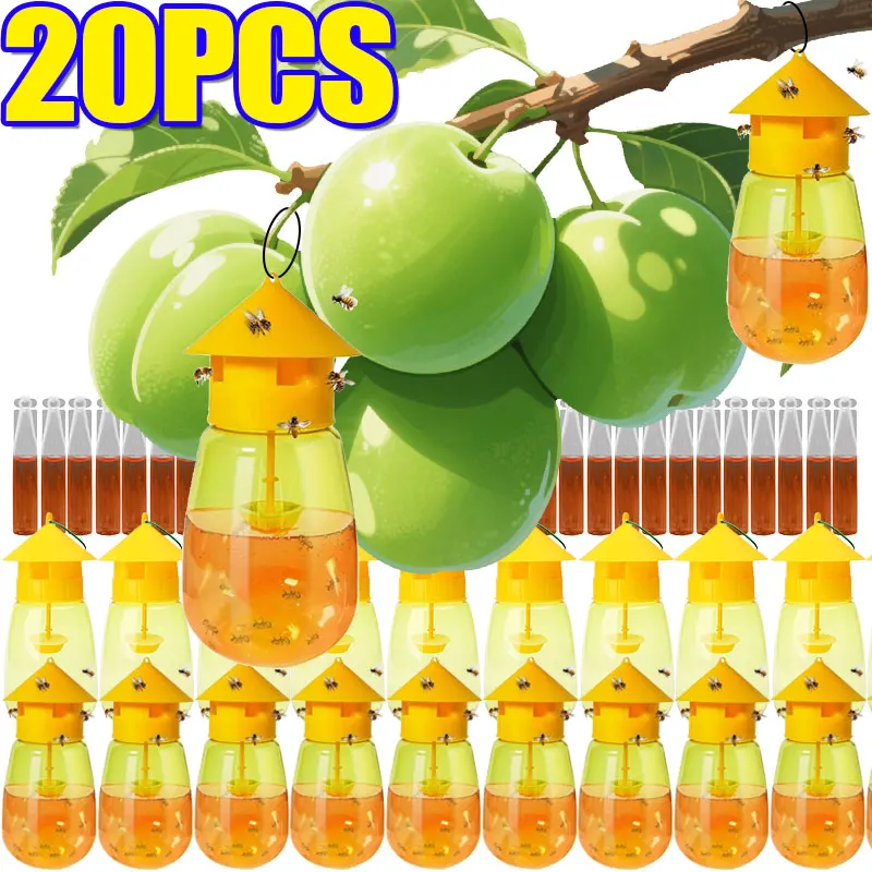 Trampas de Plástico para Moscas de la Fruta, 1-20 Piezas, Transparentes, Anti-Moscas, Trampa Útil para Jardín, Atrapa Insectos, Control de Plagas en Huertos, Trampa para Abejas