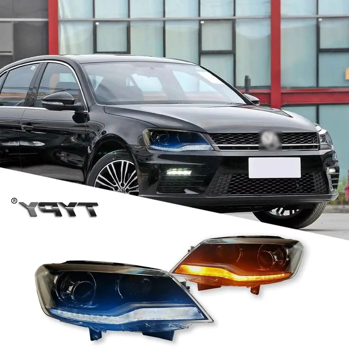 

TYPY Car For VW Bora Headlight Upgrade Modified to New DRL Dynamic Turn Signal LED Headlight Auto Accessories 2013-2015