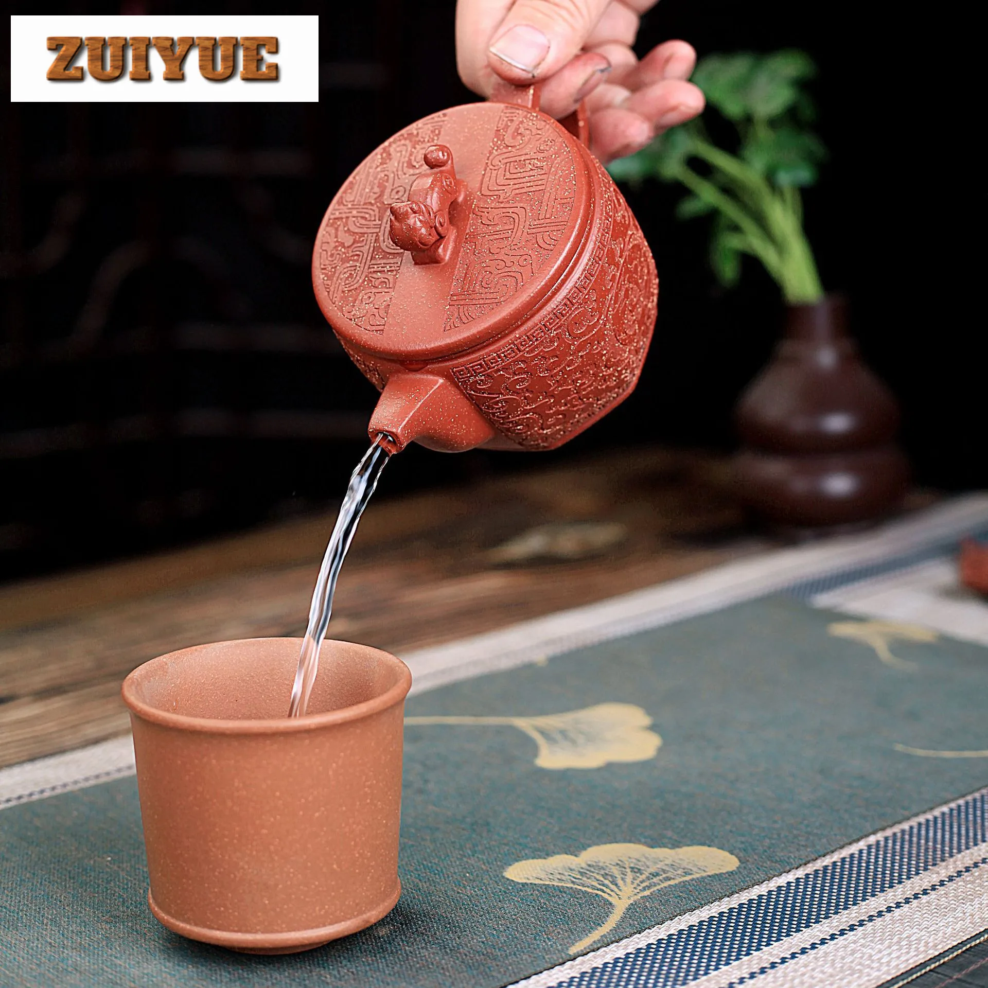 290 مللي أباريق الشاي التقليدية Yixing الأرجواني الطين اليدوية المثمن وعاء عيار كبير الخام الخام الإنحدار الطين غلاية Zisha طقم شاي الشاي #4