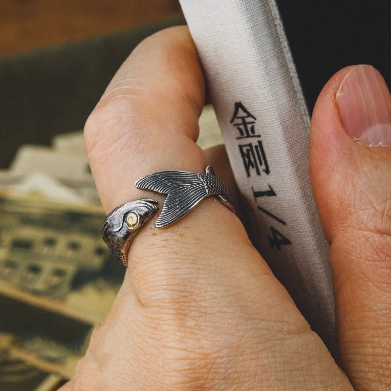 925 Silver Fish Cocktail Ring for Men & Women