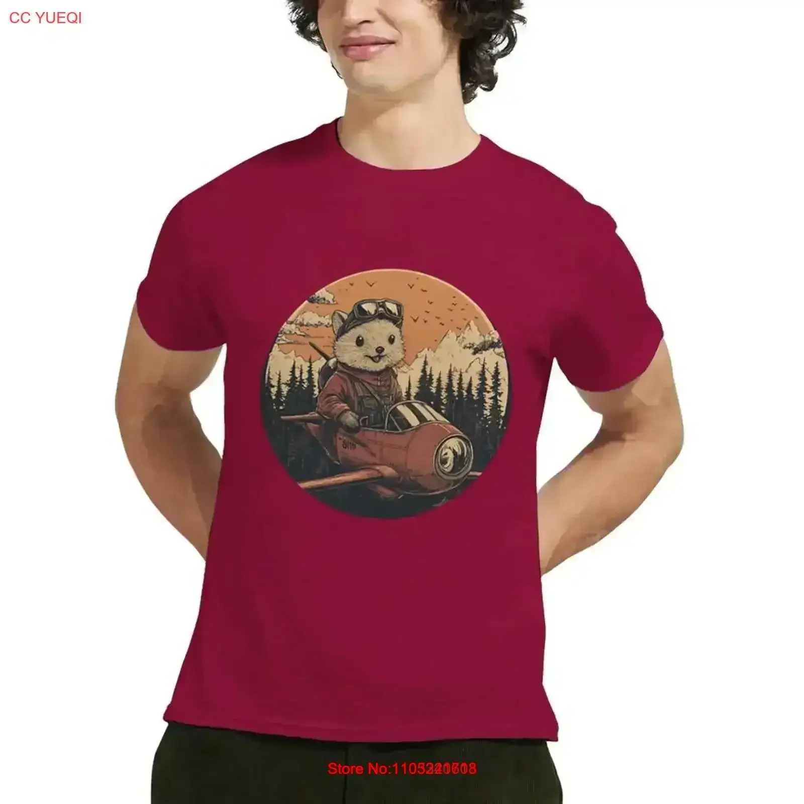 Adventurous Aviator Mouse T Shirt Men's Dad's Father's Day Boyfriend vintage Washed streetwear fashion Comfortable Casual