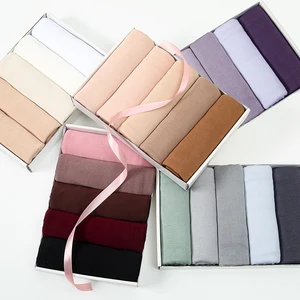 Premium Modal Cotton Jersey Hijab Scarf Muslim Long Shawl Women Plain Soft Islamic Turban Tie Head Wraps Female Headband Bufanda